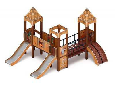 Детская игровая площадка Картонная фантазия-3 (с крышей)