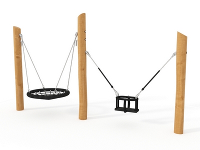 Качели двойные Триумф 12 на импрегнированных бревнах