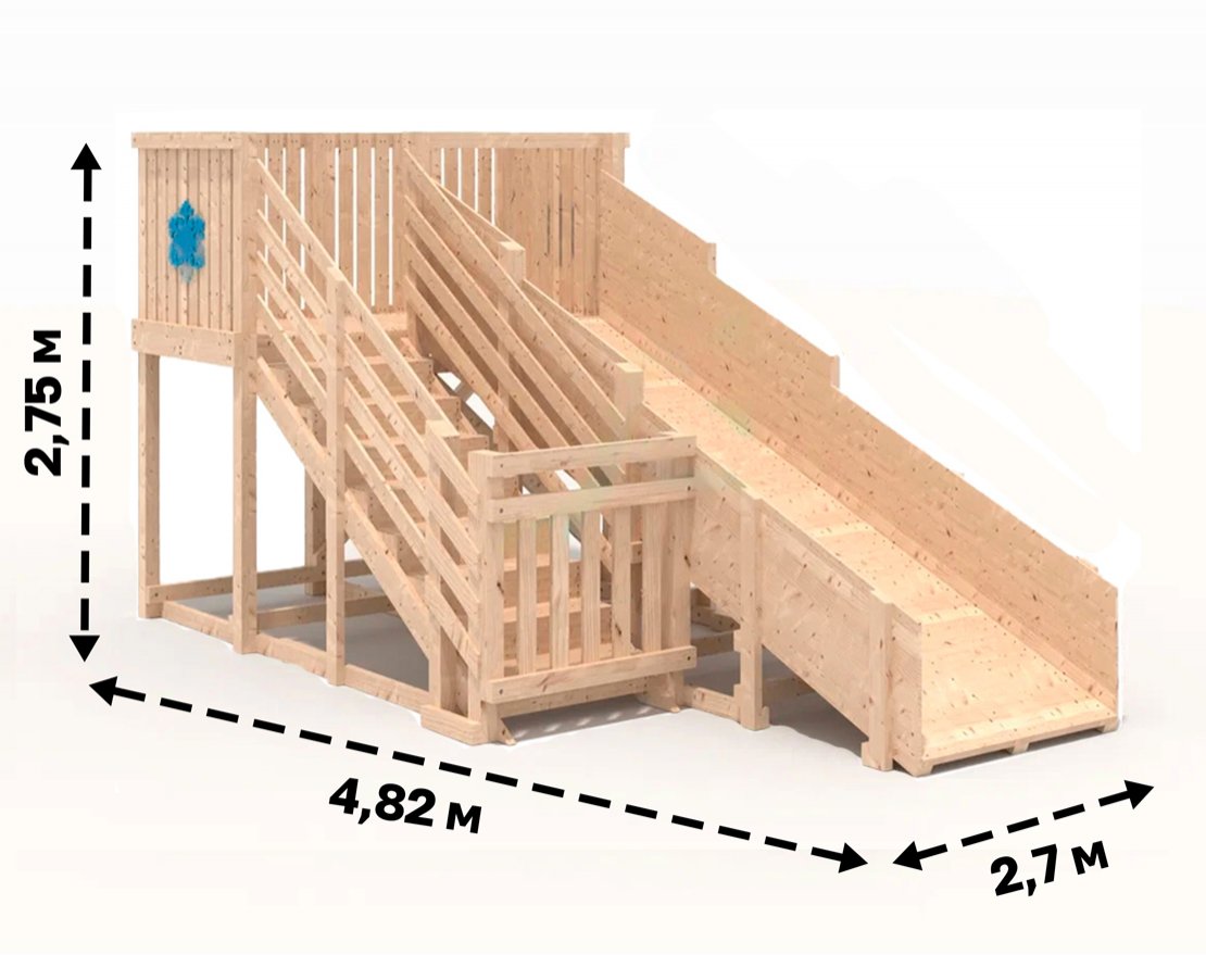Зимняя горка Snow Fox (скат 4 м), без окраски - вид 3