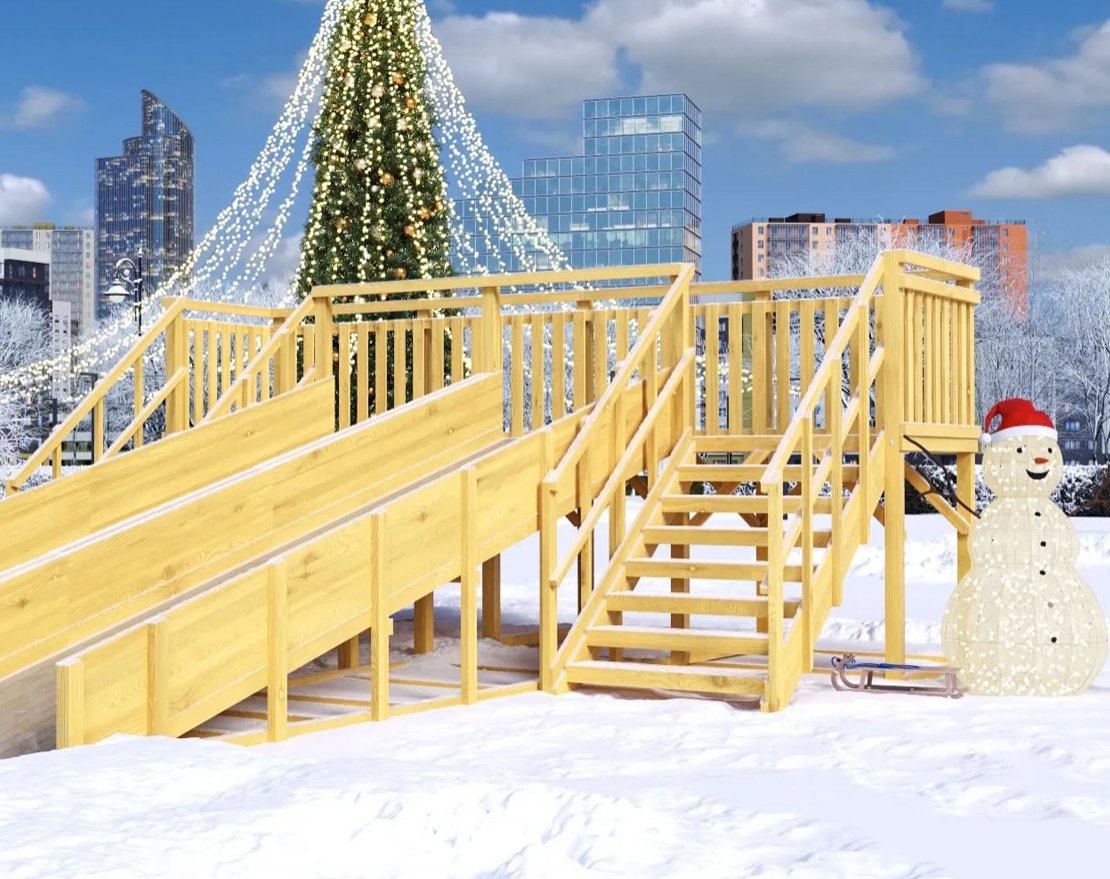 Зимняя горка TORUDA Север wood-4/1 (скат 6 м) - вид 2