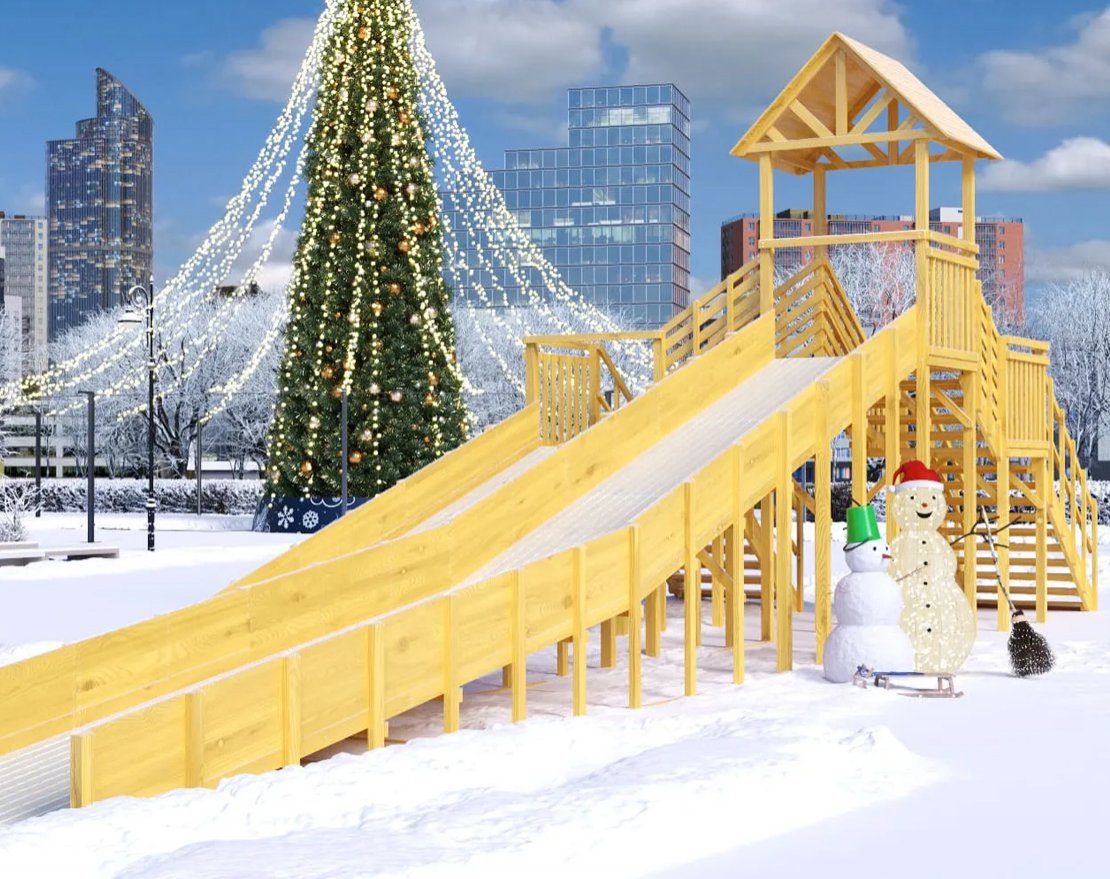 Зимняя горка TORUDA Север wood-9/4 (скаты 6,21 м и 11,85 м) - вид 2